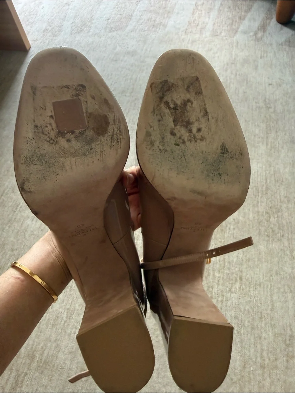 Valentino Tan-Go Patent Nude Platform Pumps - Size 9